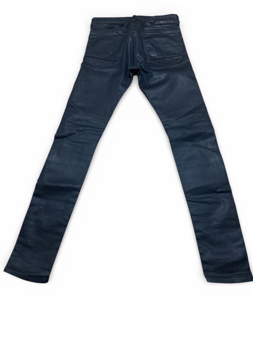 コーティング スキニー デニム デストロイダメージ加工 ブラック archive