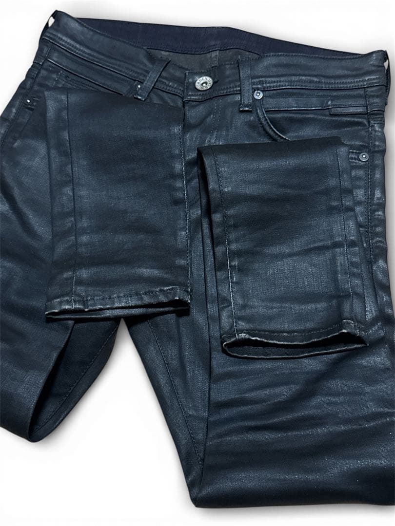 コーティング スキニー デニム デストロイダメージ加工 ブラック archive