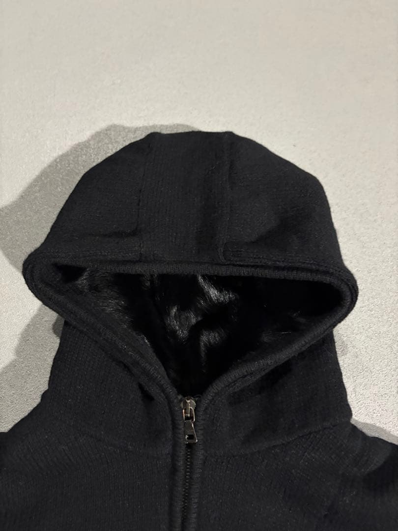 トップス PRADA SPORT fur knit hoodie black