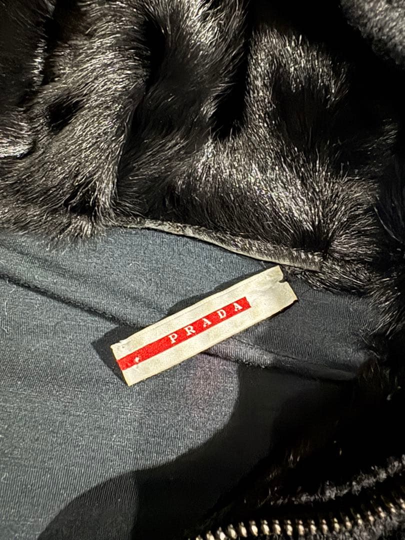 トップス PRADA SPORT fur knit hoodie black