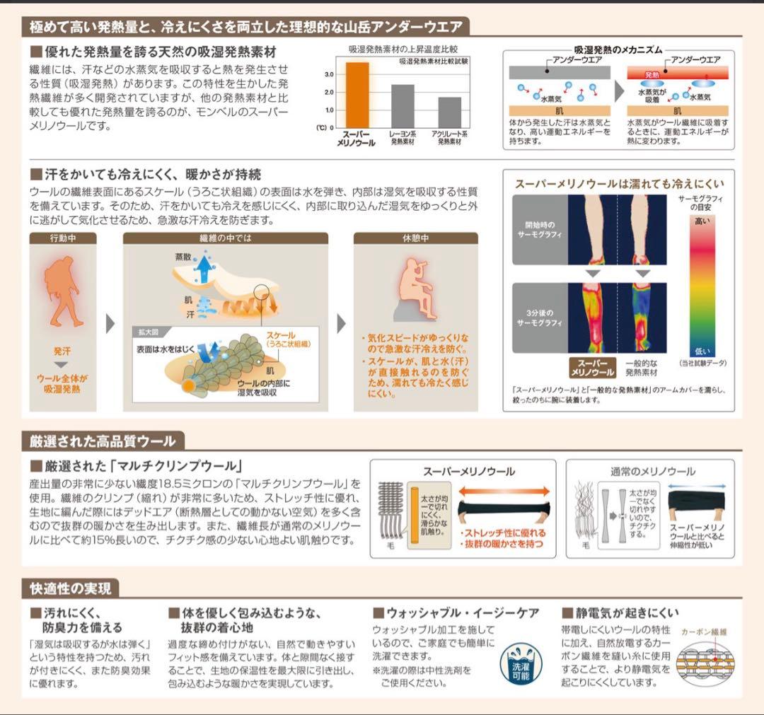 montbell スーパーメリノウール タイツ Mサイズ EXP