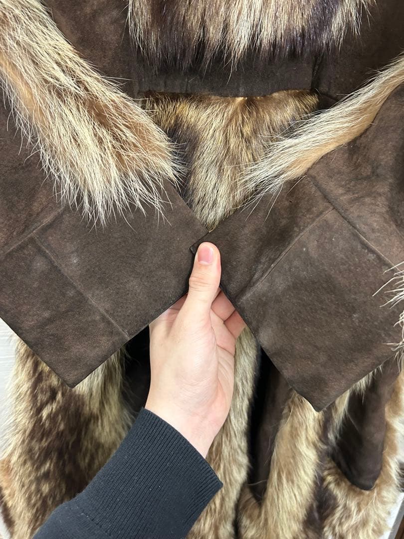 ST-315 Revillon フォックス毛皮ロングコート 全長約110cm