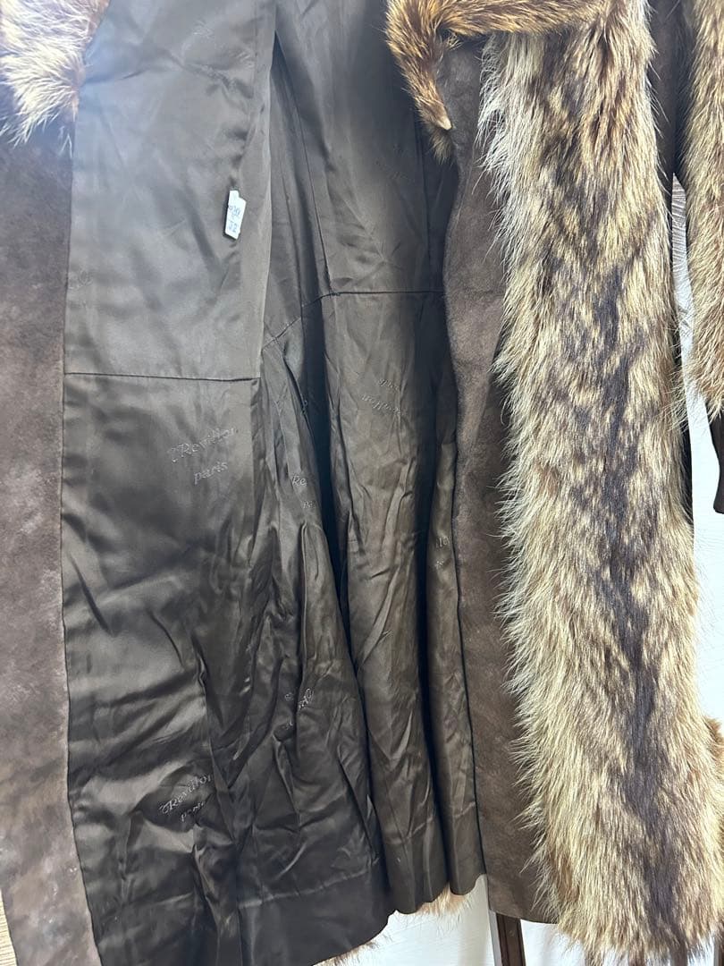 ST-315 Revillon フォックス毛皮ロングコート 全長約110cm