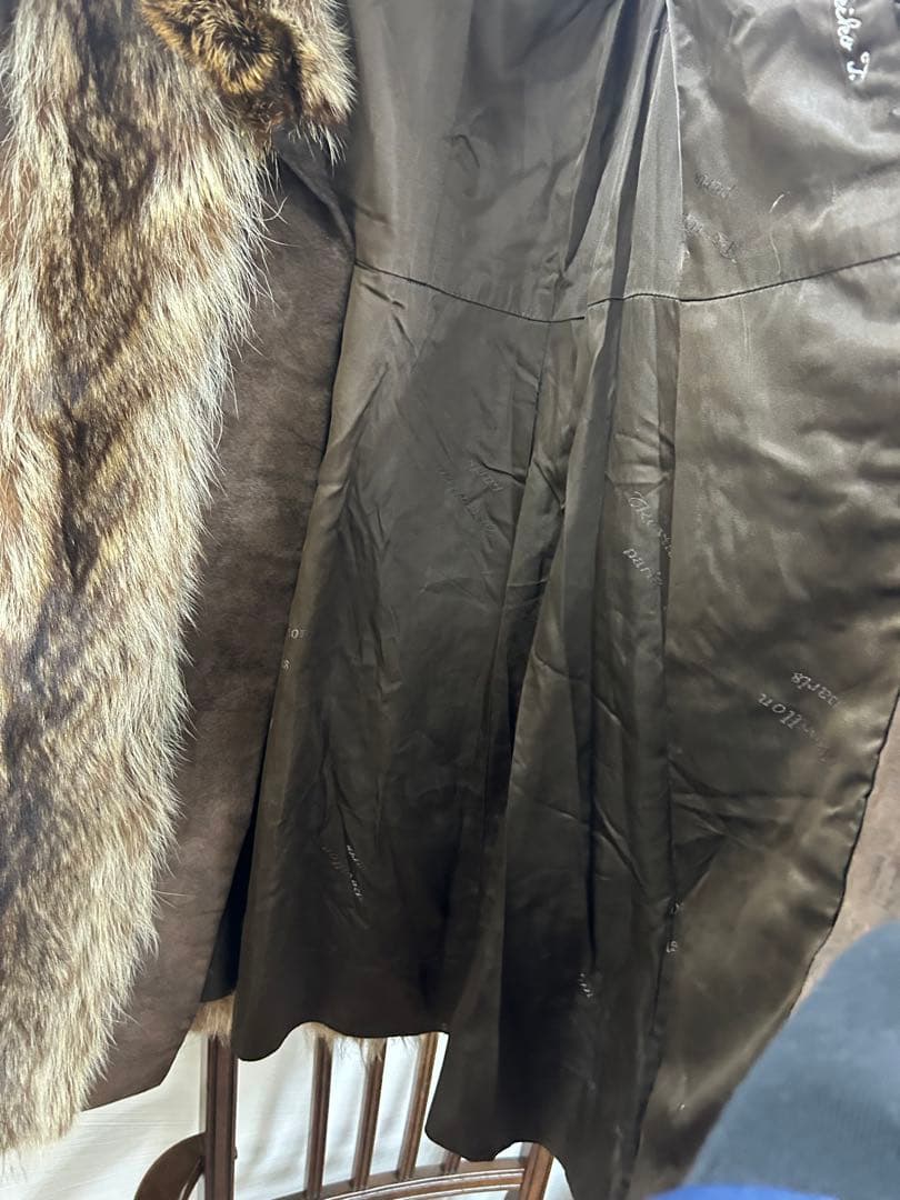 ST-315 Revillon フォックス毛皮ロングコート 全長約110cm