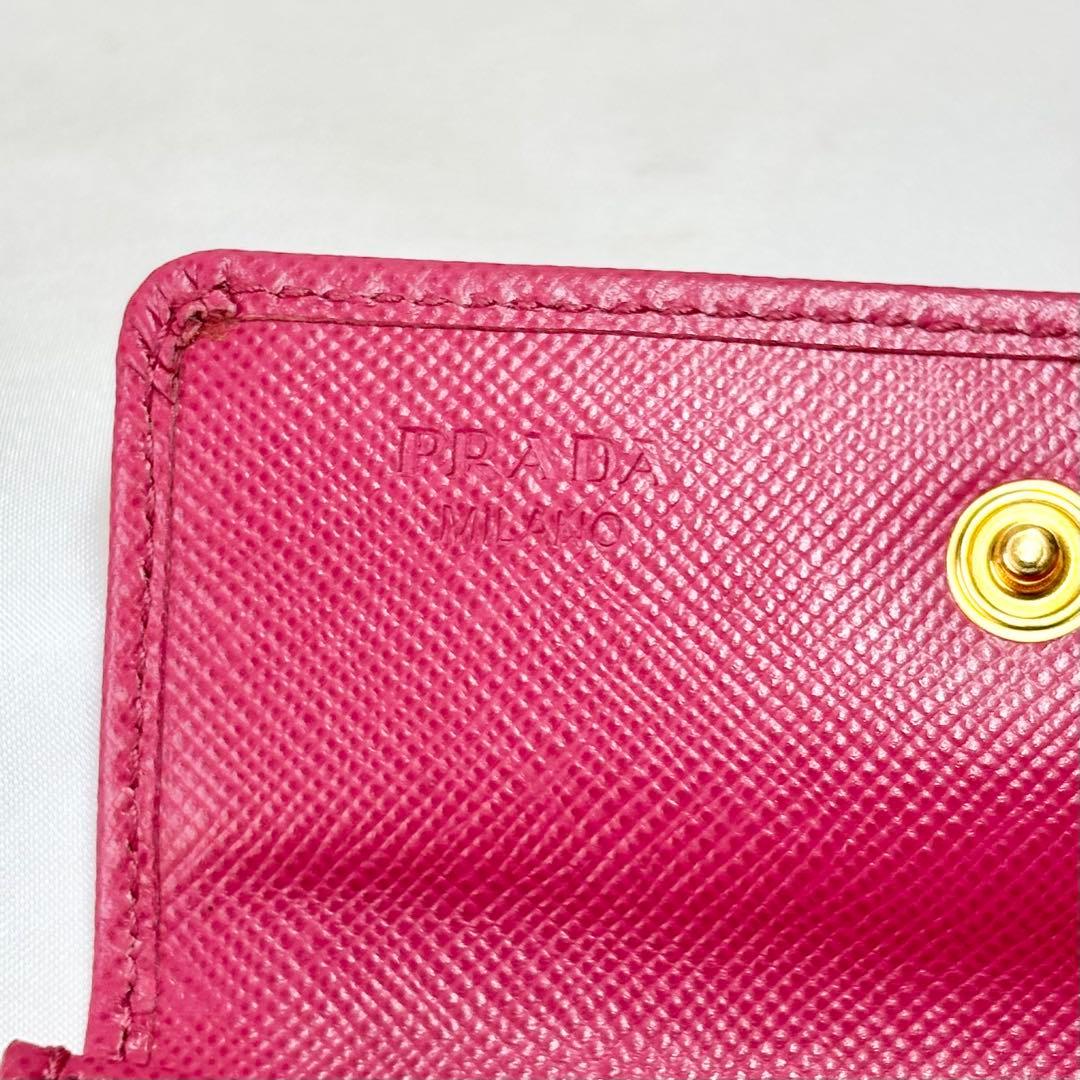 【美品】　PRADA プラダ　サフィアーノレザー　カードケース　名刺入れ　ピンク