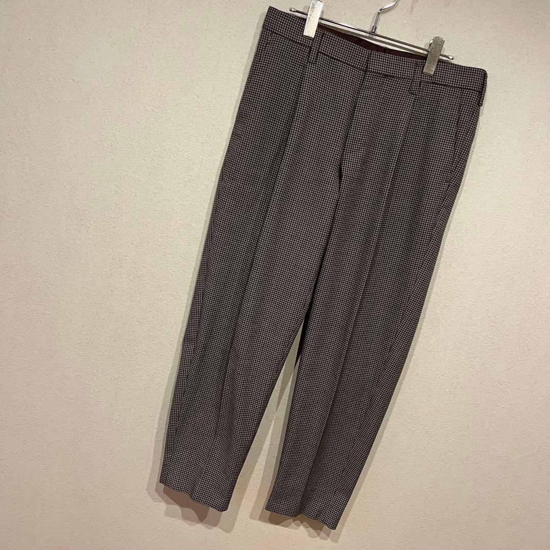 【美品】kolor 21ss 千鳥格子柄 デザイン ウール スラックス パンツ