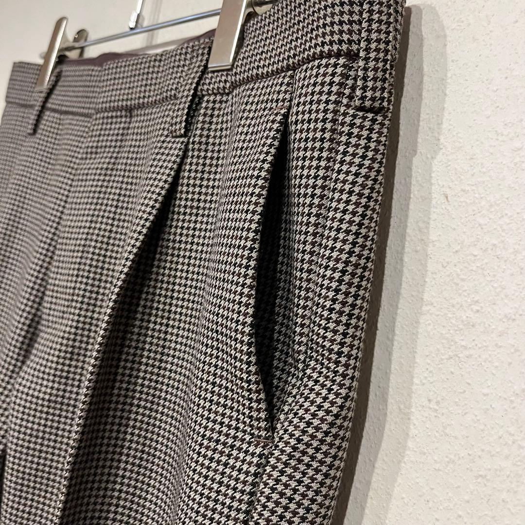 【美品】kolor 21ss 千鳥格子柄 デザイン ウール スラックス パンツ