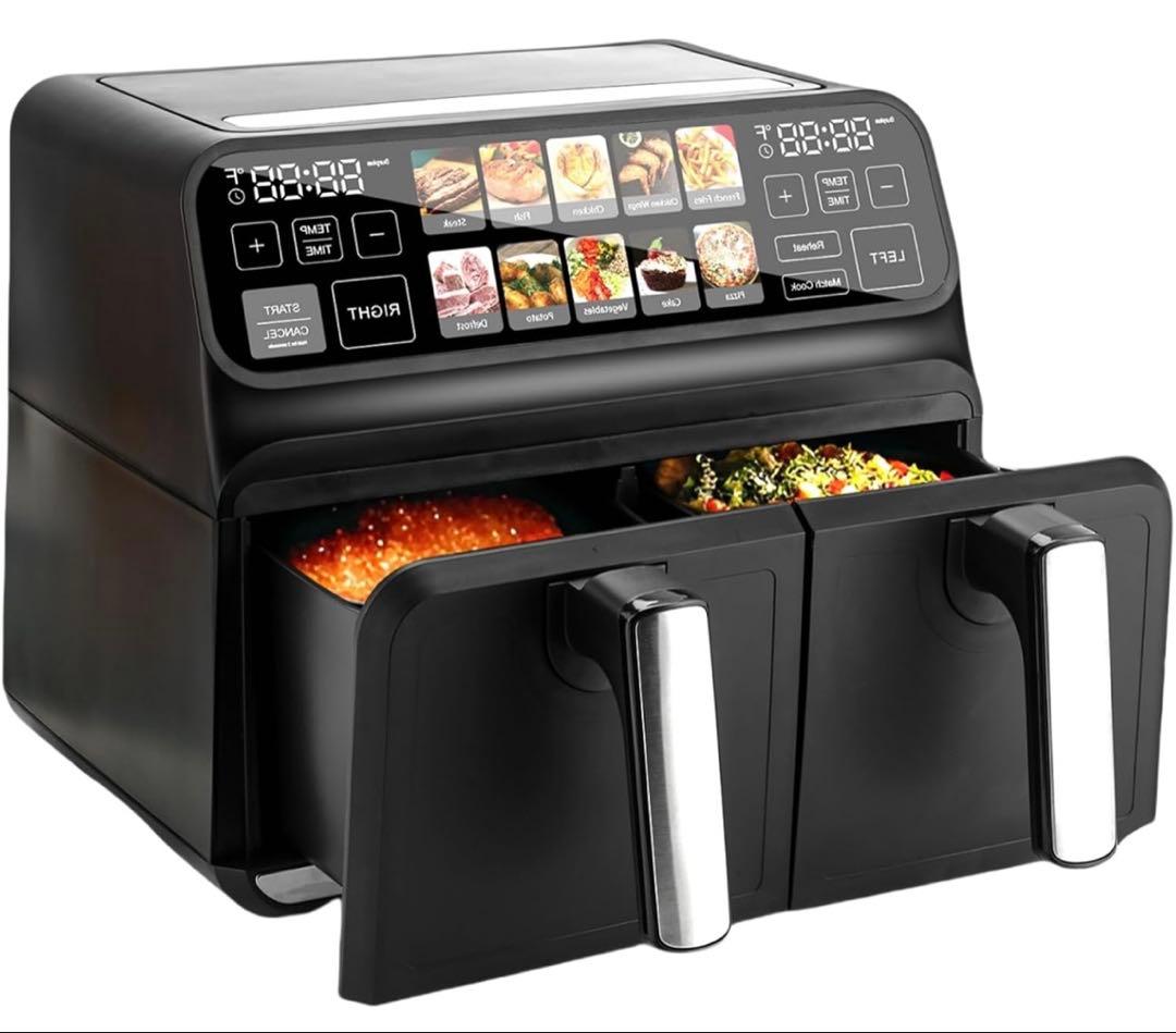 ChefRobot ノンフライヤー 8L 大容量 ダブルバスケット フライヤー