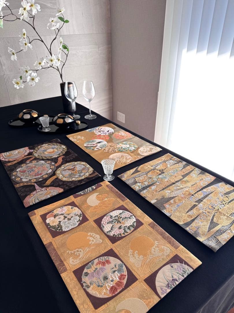 専用◼︎70◼︎一点物 高級袋帯 正絹ランチョンマット4枚セット【帯リメイク】