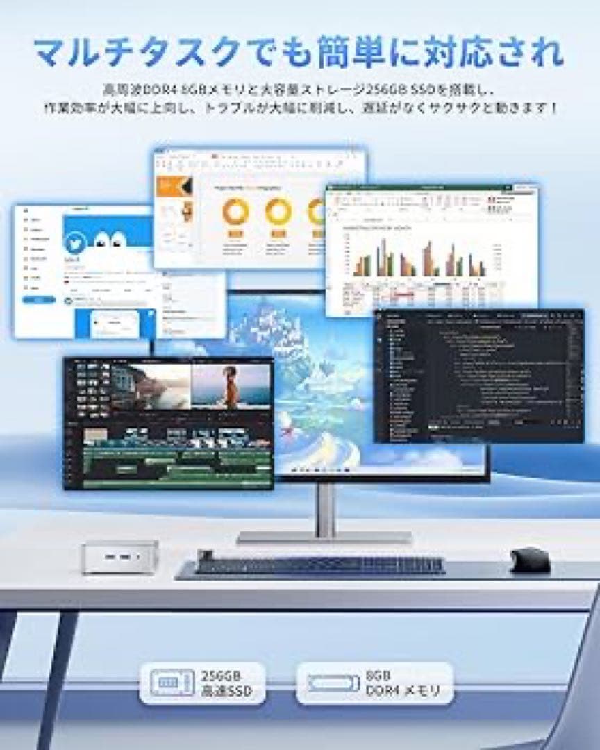 ミニPC N97 mini pc Windows11 Pro 8GB 256GB
