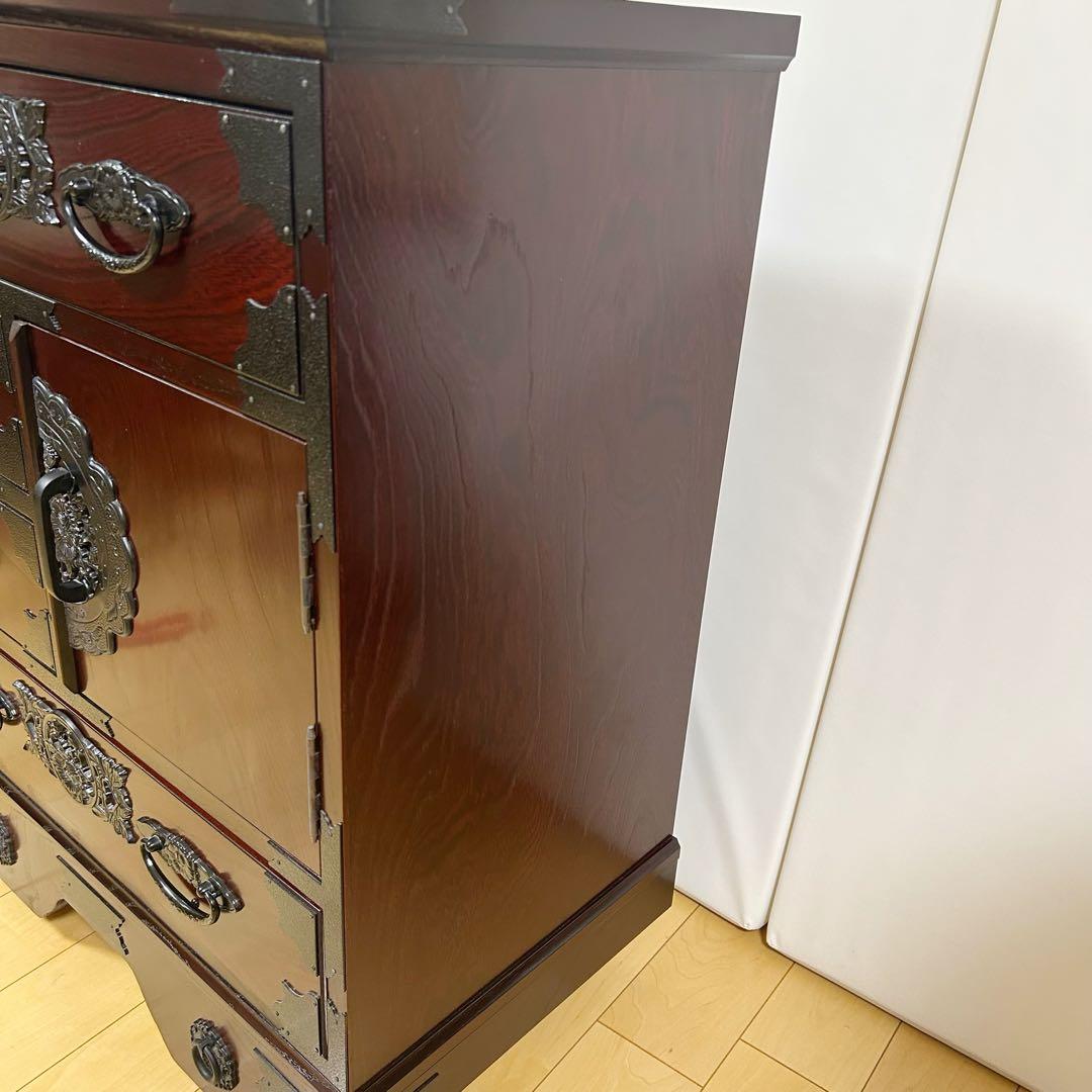 希少　筑後民芸 欅　車箪笥　和タンス　ローチェスト　サイドチェスト　鍵付　蟻組