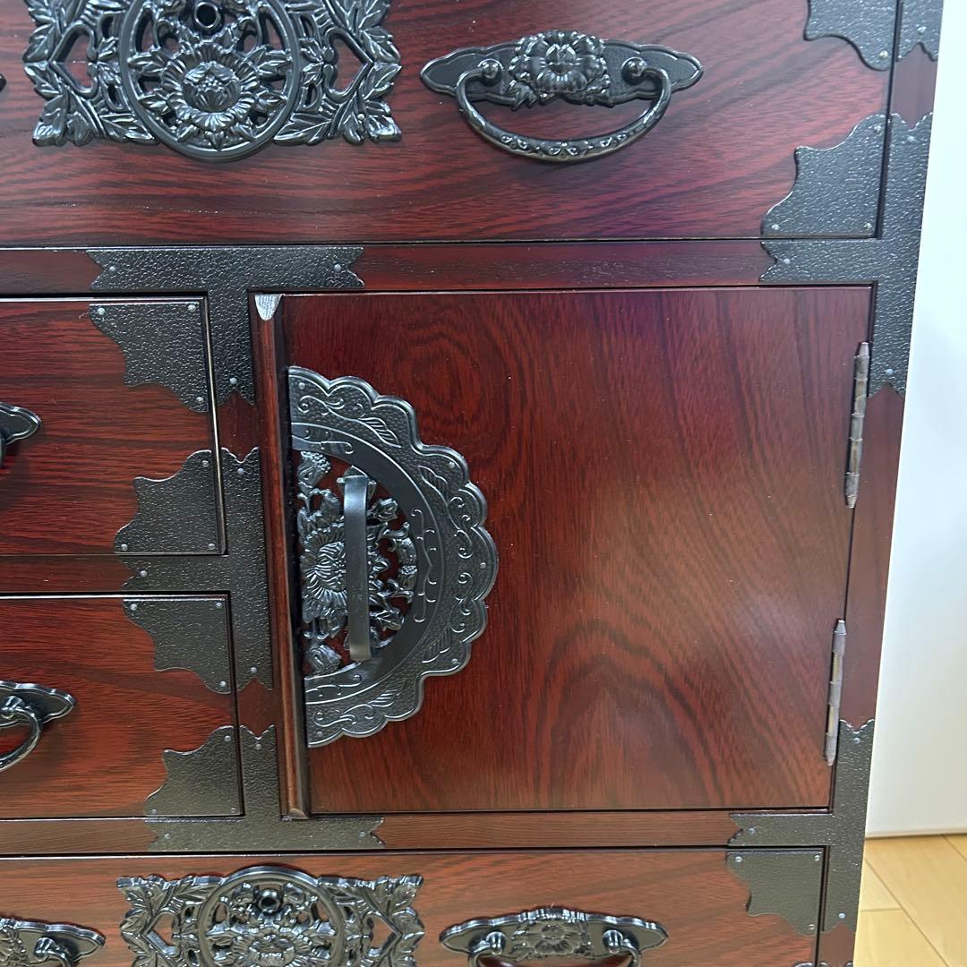 希少　筑後民芸 欅　車箪笥　和タンス　ローチェスト　サイドチェスト　鍵付　蟻組