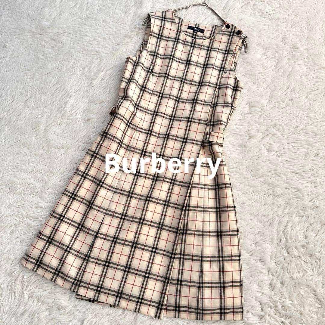 美品 バーバリー ラップワンピース ノバチェック ノースリーブ ベルト 150