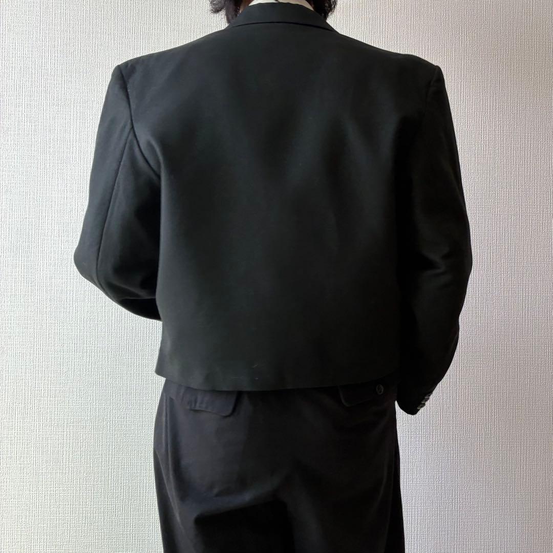 80's ヴィンテージ ダブル テーラードジャケット 短丈 ブラック
