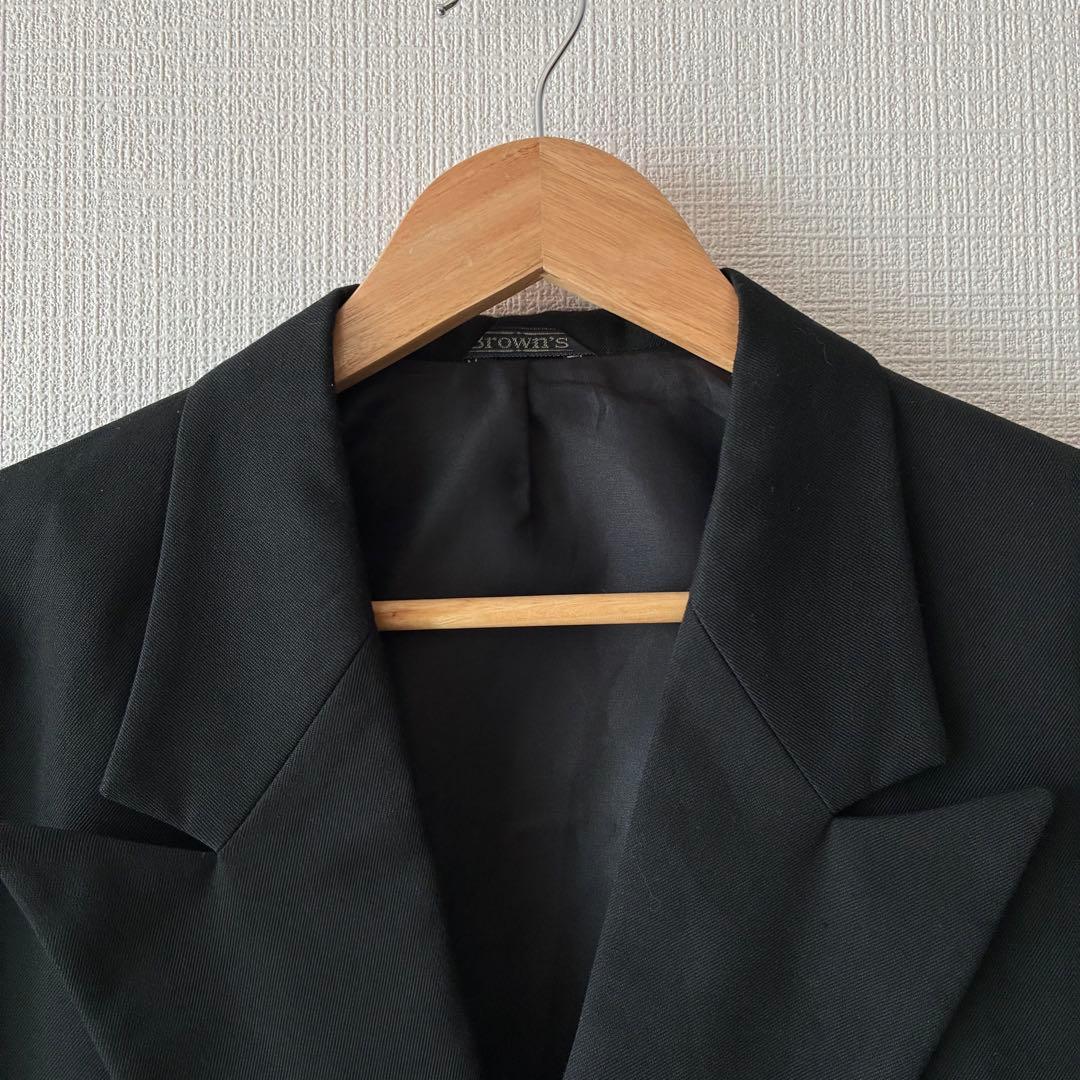 80's ヴィンテージ ダブル テーラードジャケット 短丈 ブラック