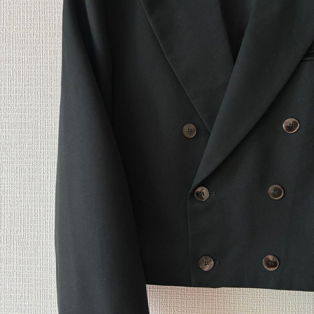 80's ヴィンテージ ダブル テーラードジャケット 短丈 ブラック