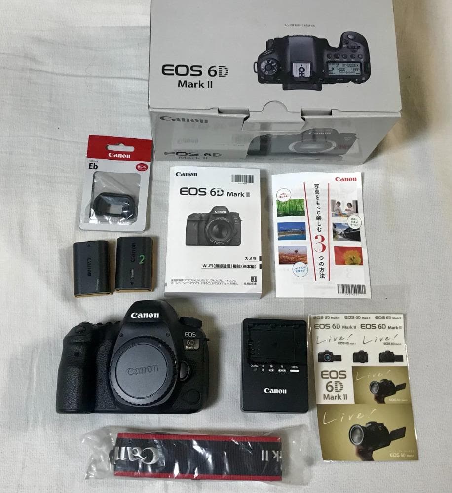 EOS6D MarkⅡ+予備バッテリ－2個付き+液晶部ガラスコーティング