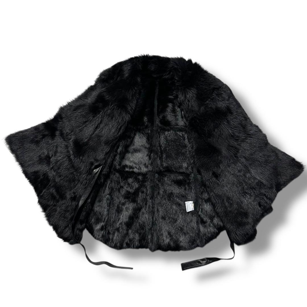 希少 グレースクラス リアルファー ポンチョ ラムファー ラビット 羊革 毛皮