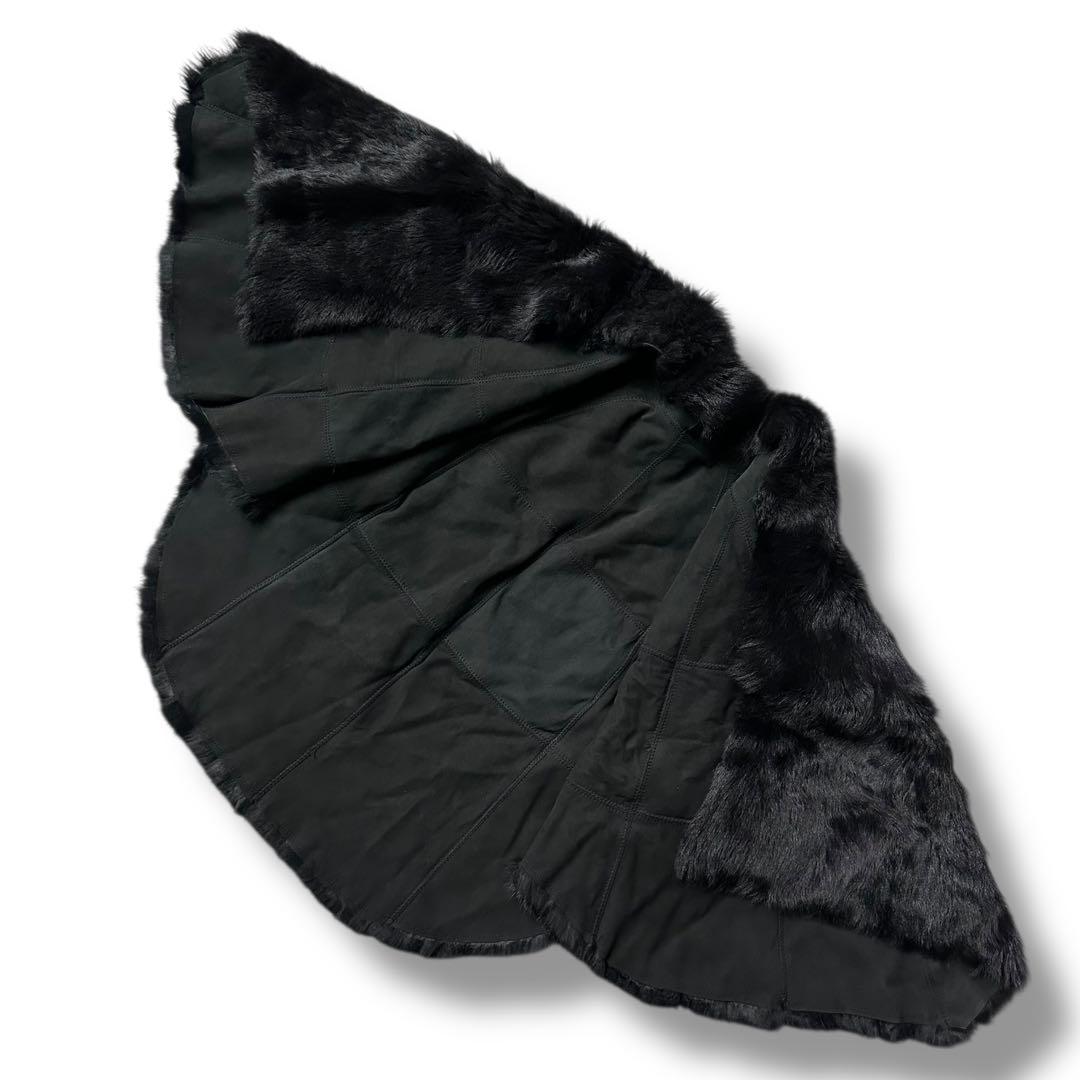 希少 グレースクラス リアルファー ポンチョ ラムファー ラビット 羊革 毛皮