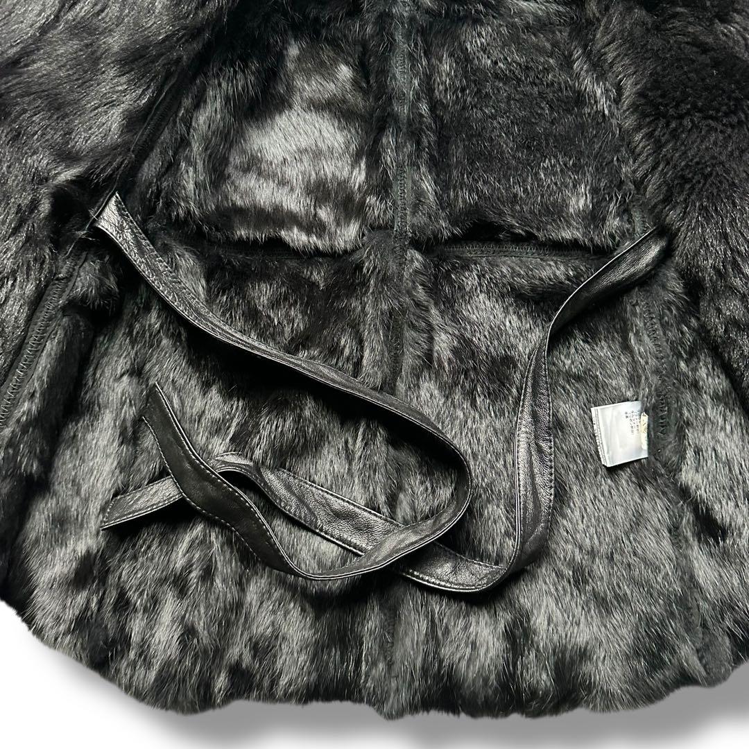 希少 グレースクラス リアルファー ポンチョ ラムファー ラビット 羊革 毛皮
