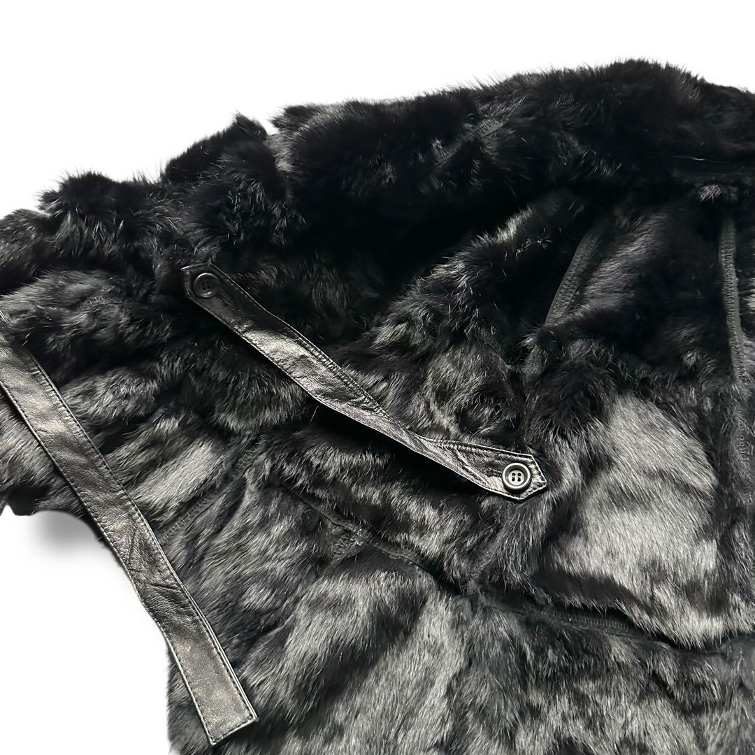 希少 グレースクラス リアルファー ポンチョ ラムファー ラビット 羊革 毛皮