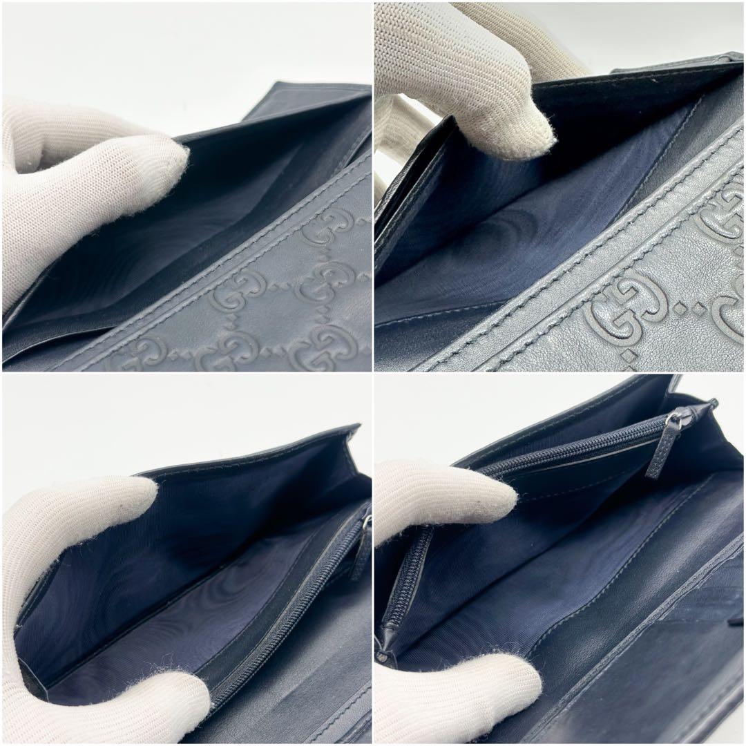 グッチ シェリー 二つ折り 長財布 GG レザー ブラック シマ