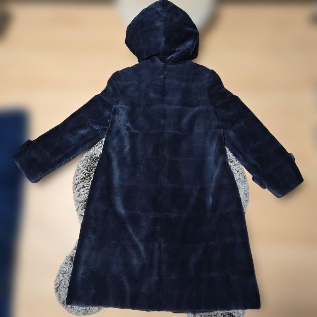 CBF FOURREUR ウィーゼル シルク100% ダッフル コート