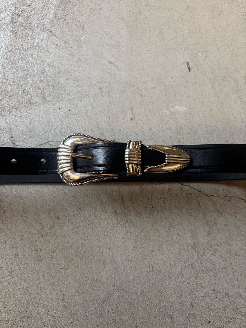 tory leather 3pieceシルバーバックルベルトUSA製 ウエスタン