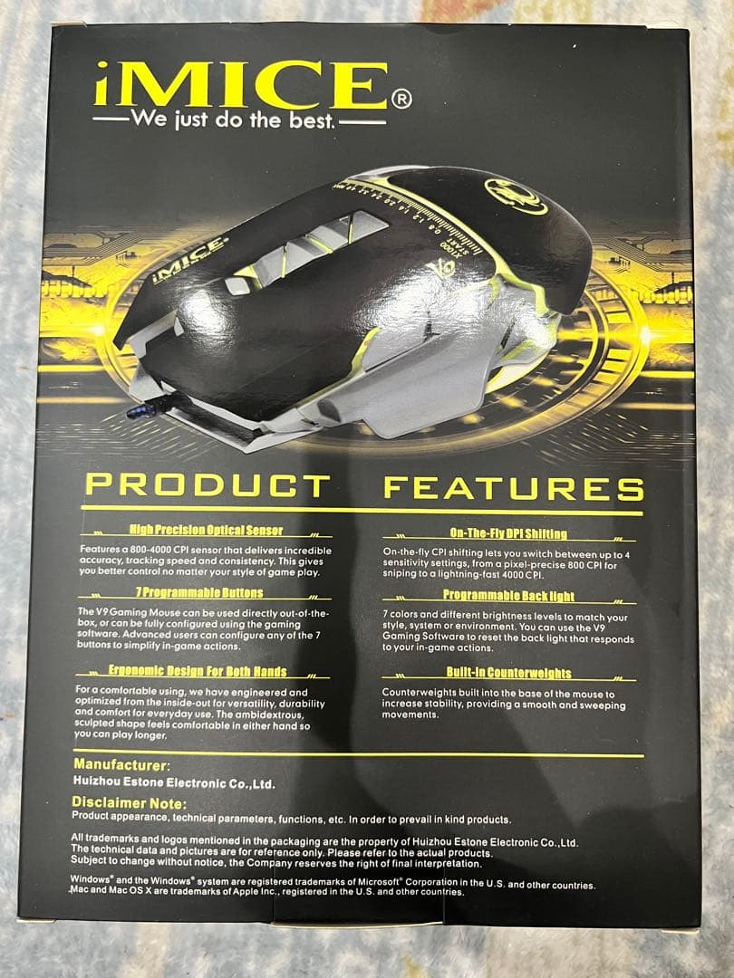 【10個】ゲーミングマウス iMICE V9 7ボタン 4000DPI 光学式