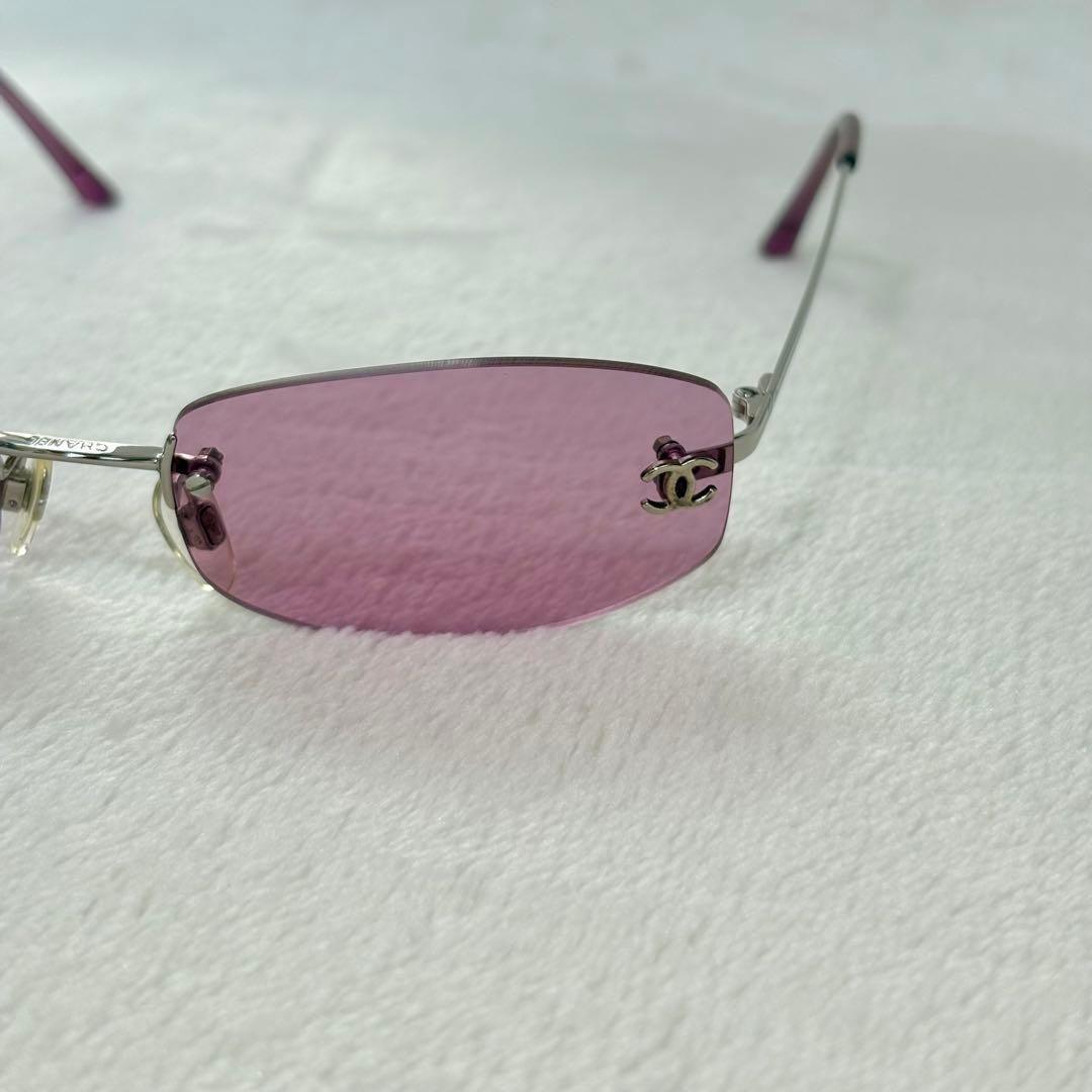 極美　CHANEL シャネル　パープル　リムレス　サングラス　アイウェア