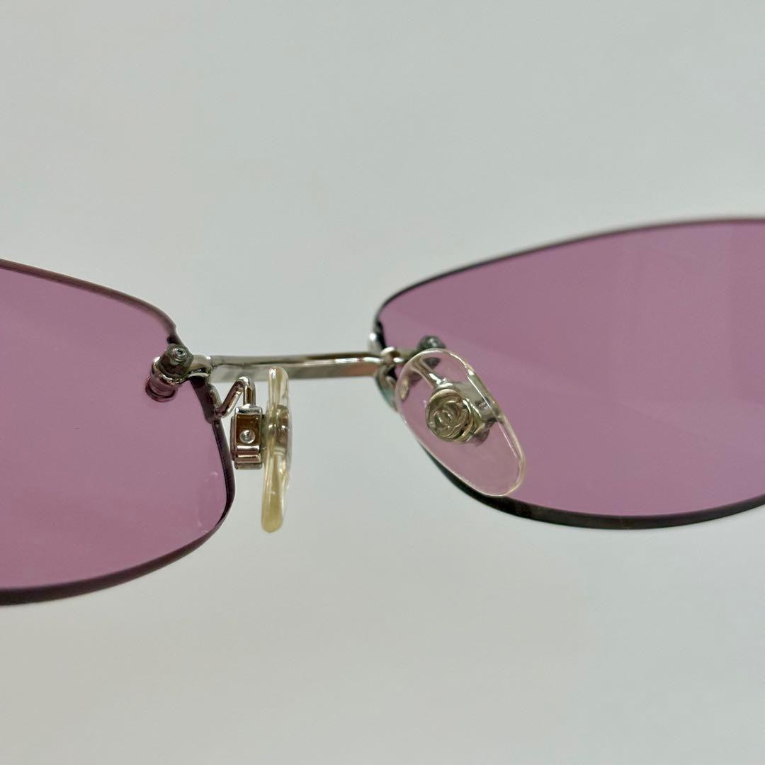 極美　CHANEL シャネル　パープル　リムレス　サングラス　アイウェア