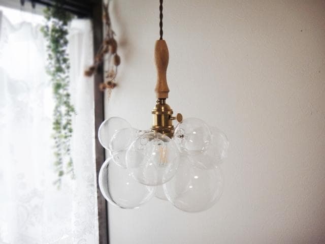 ＭＩＬＫ　バブルガラスペンダントランプ白×クリアNA