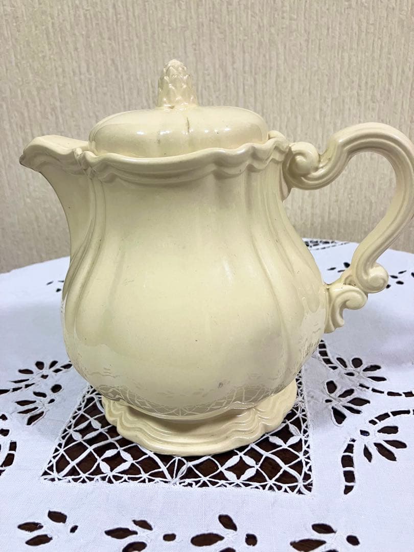 フランスアンティーク　￼サルグミンヌ　カフェポット　花リム