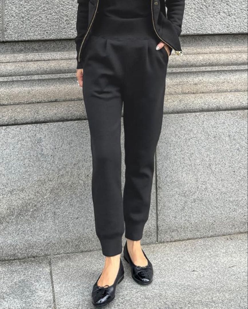 JENNE 日本製ストレッチ細見えパンツ　ブラック　S