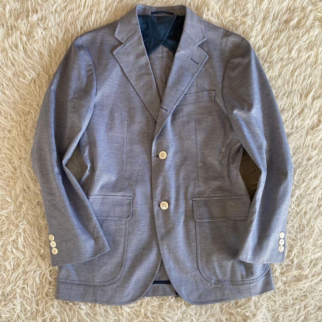 極美品✨ジェイプレス　アンコンジャケット　貝ボタン　水色　M