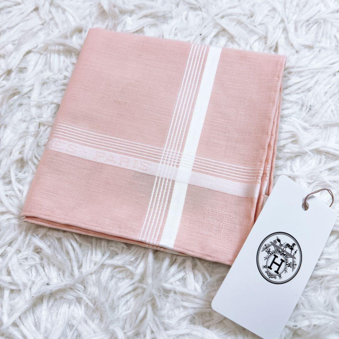 HERMES エルメス　ハンカチ　ピンク ストライプ　新品　未使用