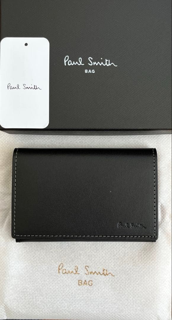 [新品]ポールスミスブラックレザー名刺入れ　外箱有り
