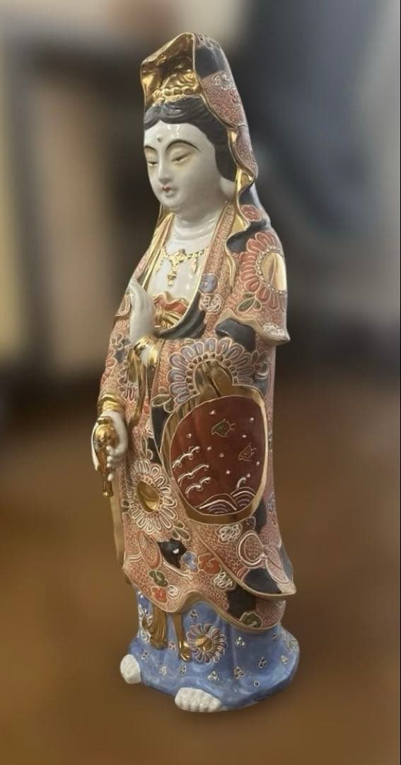 九谷焼　観音菩薩　金彩　美術置物　仏像　お守り