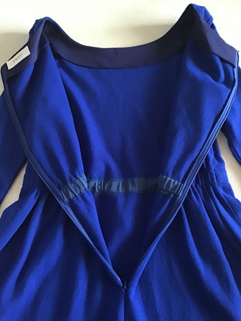 【ANAYI】ロイヤルブルーロングワンピース八分袖(38)