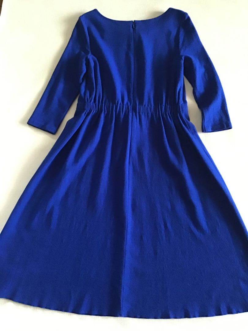 【ANAYI】ロイヤルブルーロングワンピース八分袖(38)