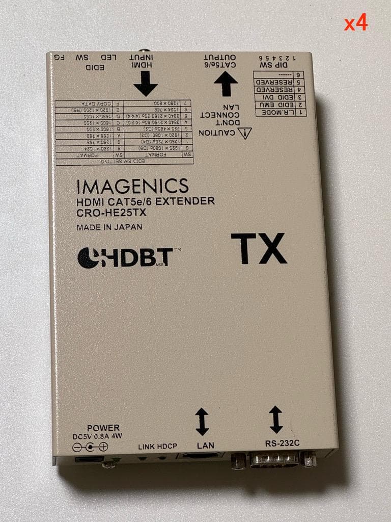 HDMI延長、送受信機　CRO-HE25RX+CRO-HE25TX４セット