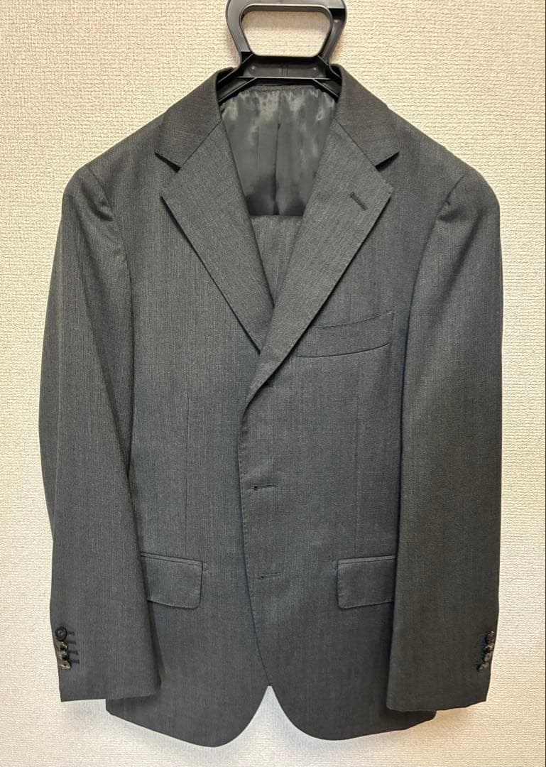 【カノニコ・ハンドメイド・160-8】チャコールグレー スーツ