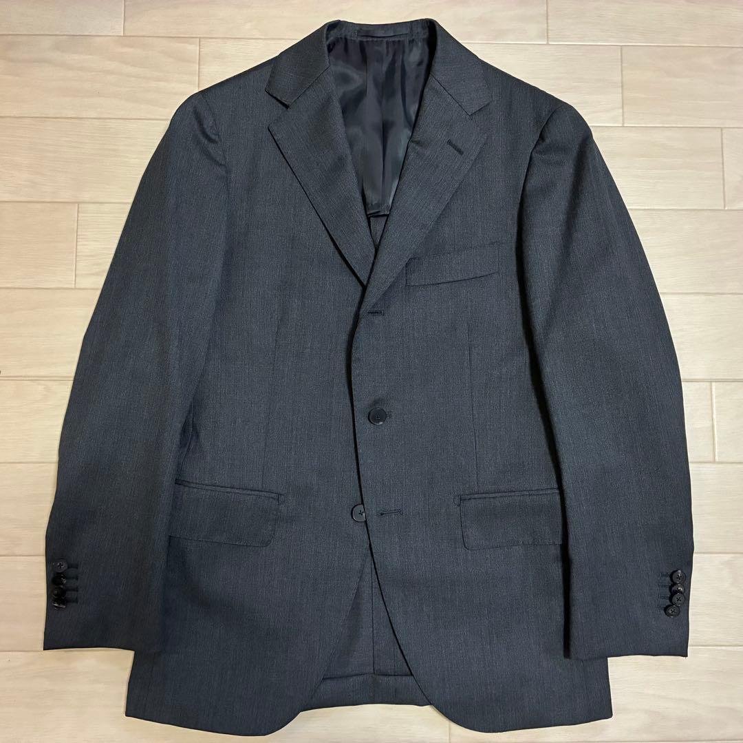 【カノニコ・ハンドメイド・160-8】チャコールグレー スーツ