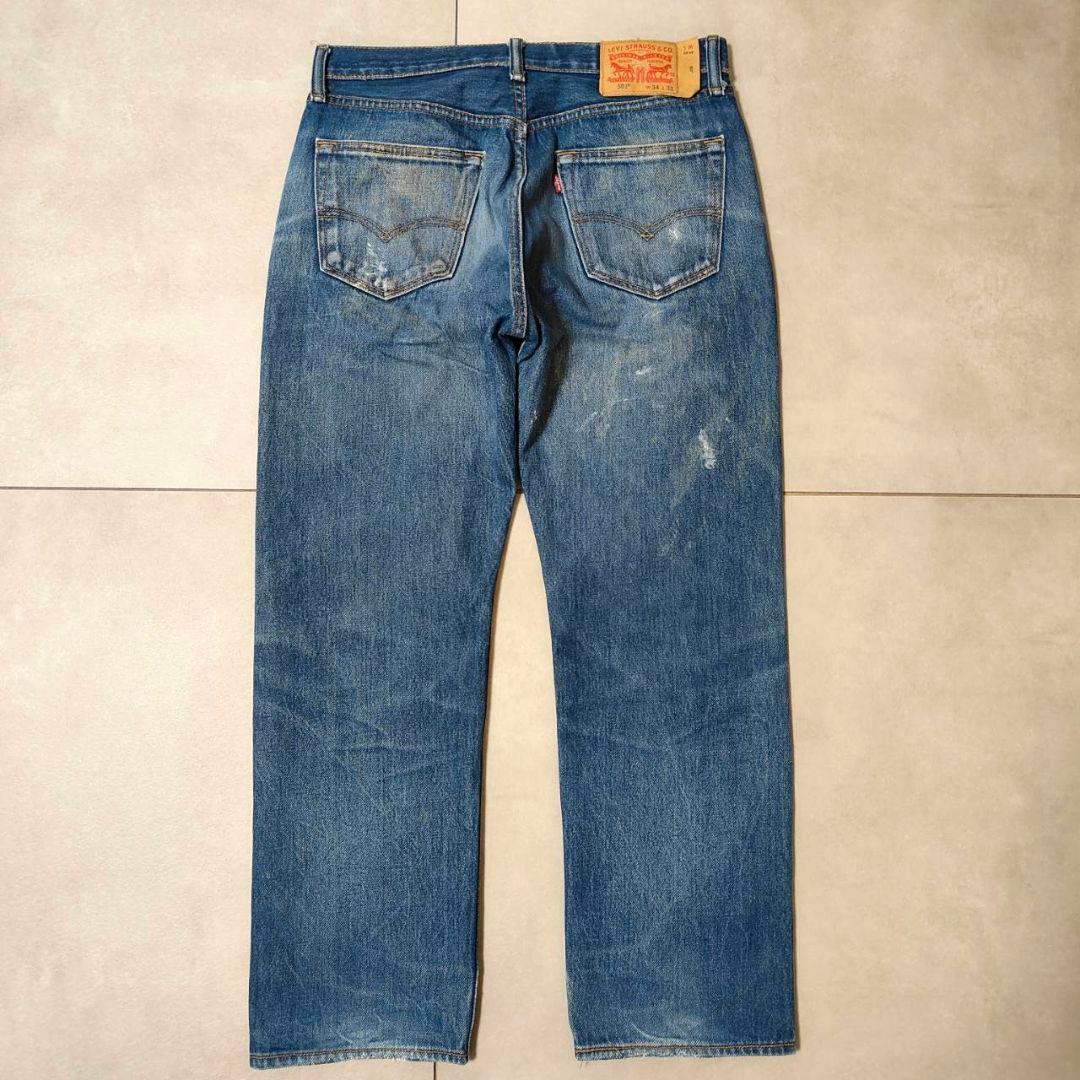 ビンテージ リーバイス 501 w34 ダメージ パッチワーク グランジデニム