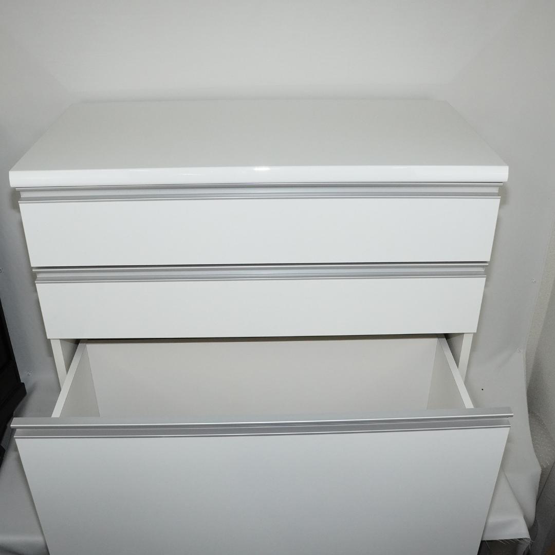 キャスター付き　チェスト 3段　ホワイト　タンス　キッチンカウンター