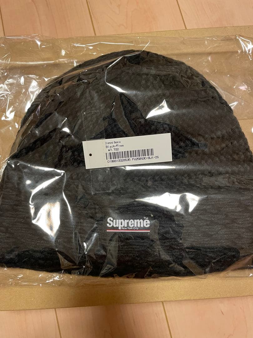 新品未使用　Supreme Diamond Beanie Black