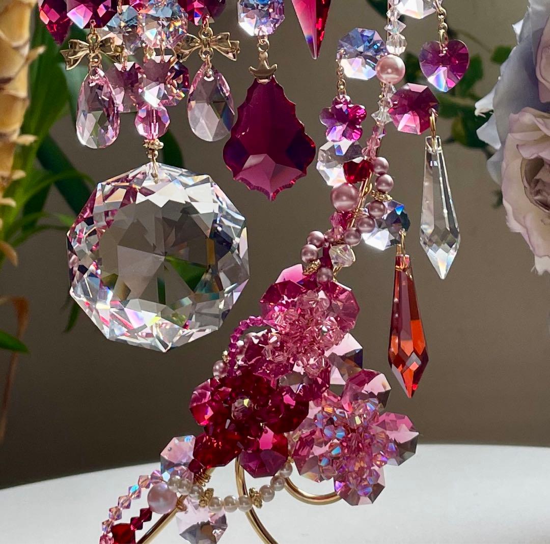 サンキャッチャー スワロフスキー ダリア50mm クリスタル