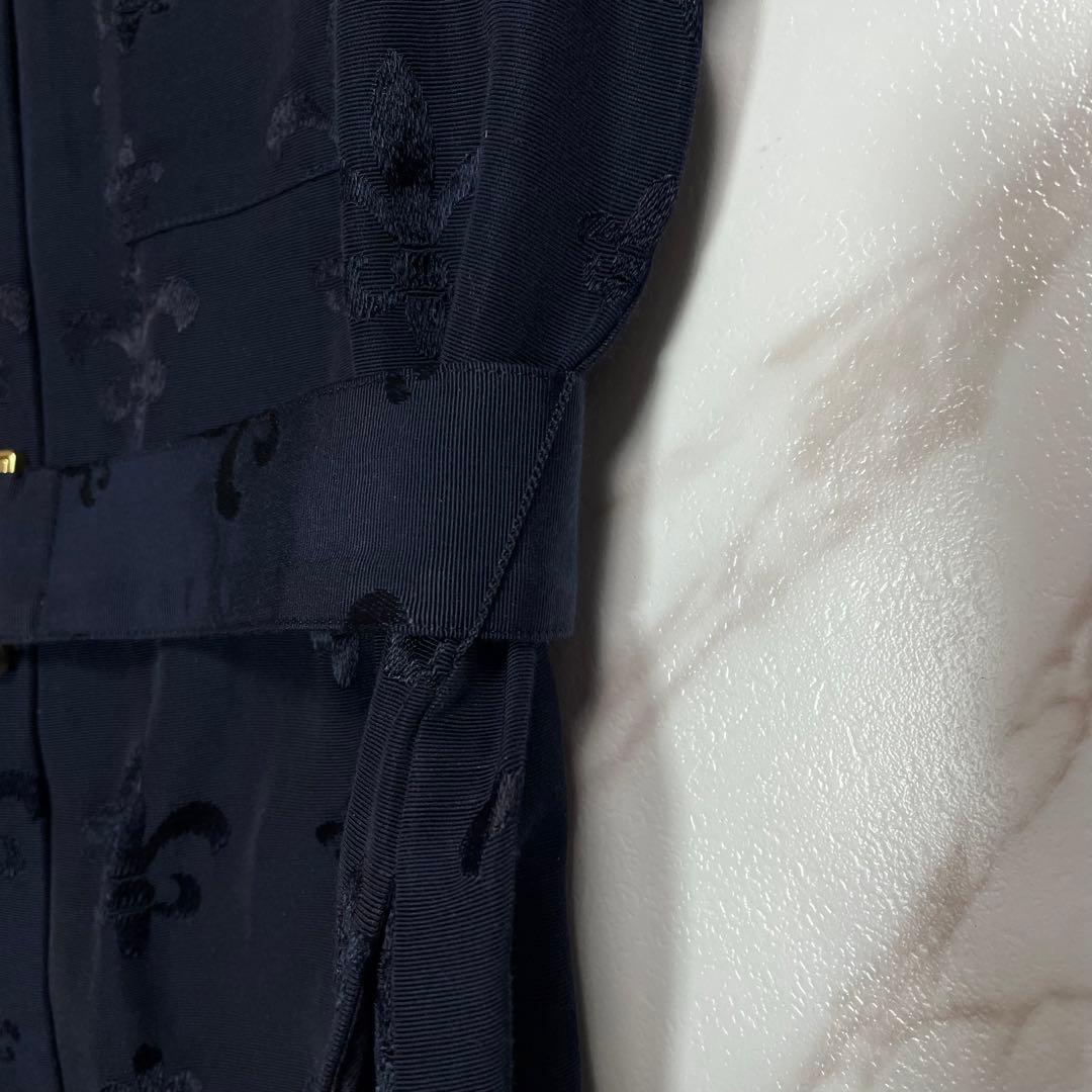 近年✨グレースコンチネンタル グログランジャガードシャツドレス 花柄 ネイビー