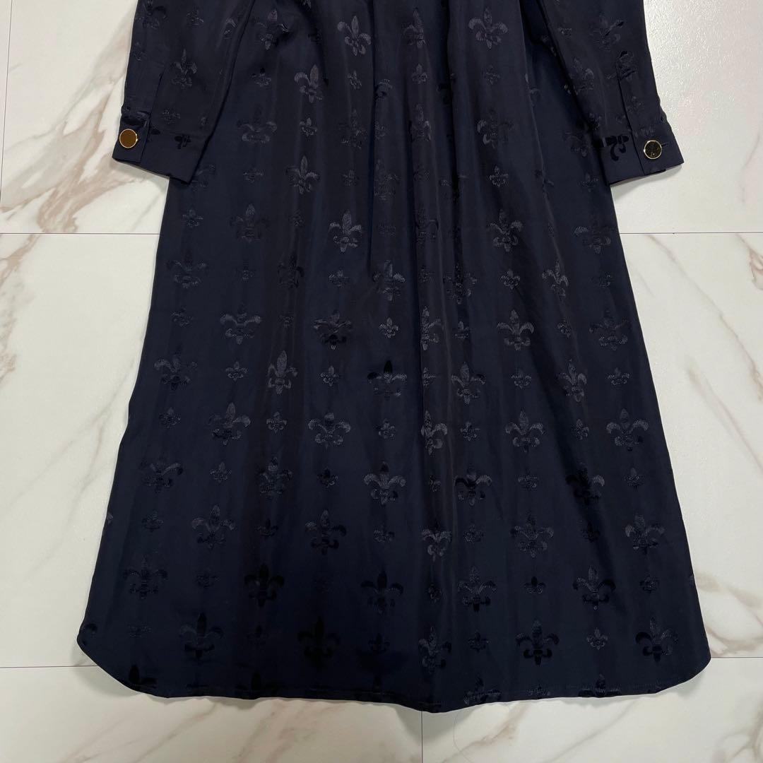 近年✨グレースコンチネンタル グログランジャガードシャツドレス 花柄 ネイビー