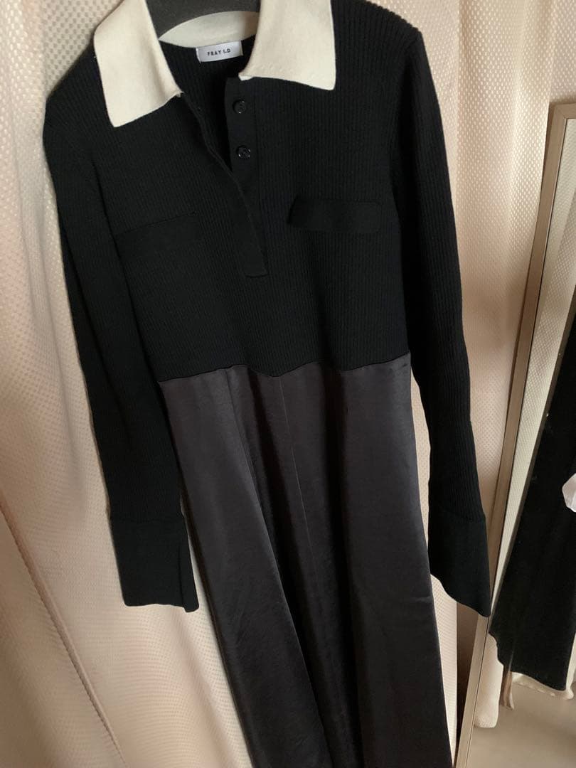 FRAY I.D オープンポロカラーニットワンピース